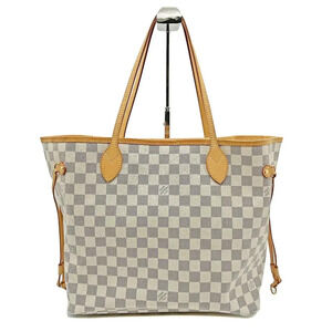 Louis Vuitton Neverfull Damier Azur Canvas 2Way Shoulder Bag White Tan
